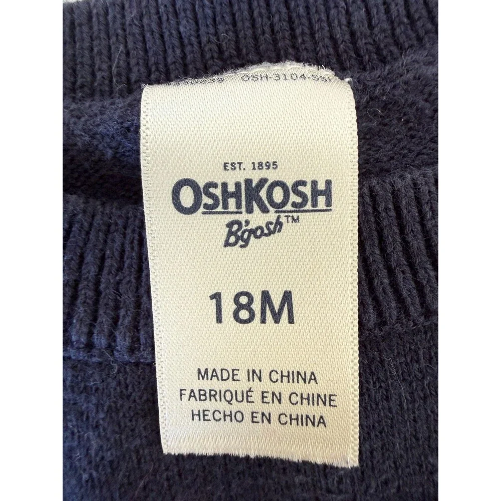 OshKosh B'gosh Crewneck Sweater 18 Months Fox Boys Girls Unisex Woodland Navy